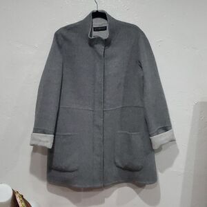 Peruvian Connection Baby Alpaca Wool Coat in Grey Size L